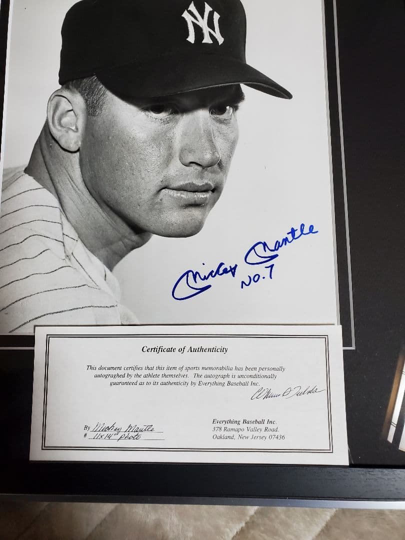 【超激レア】★ミッキー・マントル 直筆サインNo.7入りフォト額装済み★