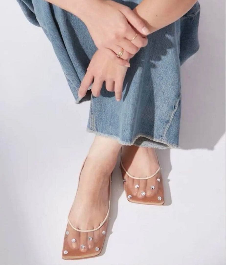 ＜PIPPICHIC＞LINDA ビジュー フラットシューズ