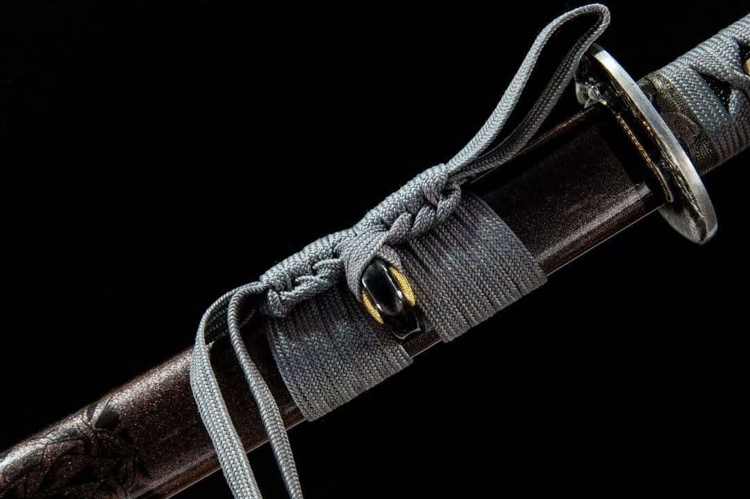 スカル彫刻打刀模造刀1045 炭素鋼グレー調デザイン全長102cm刃厚0.7cm