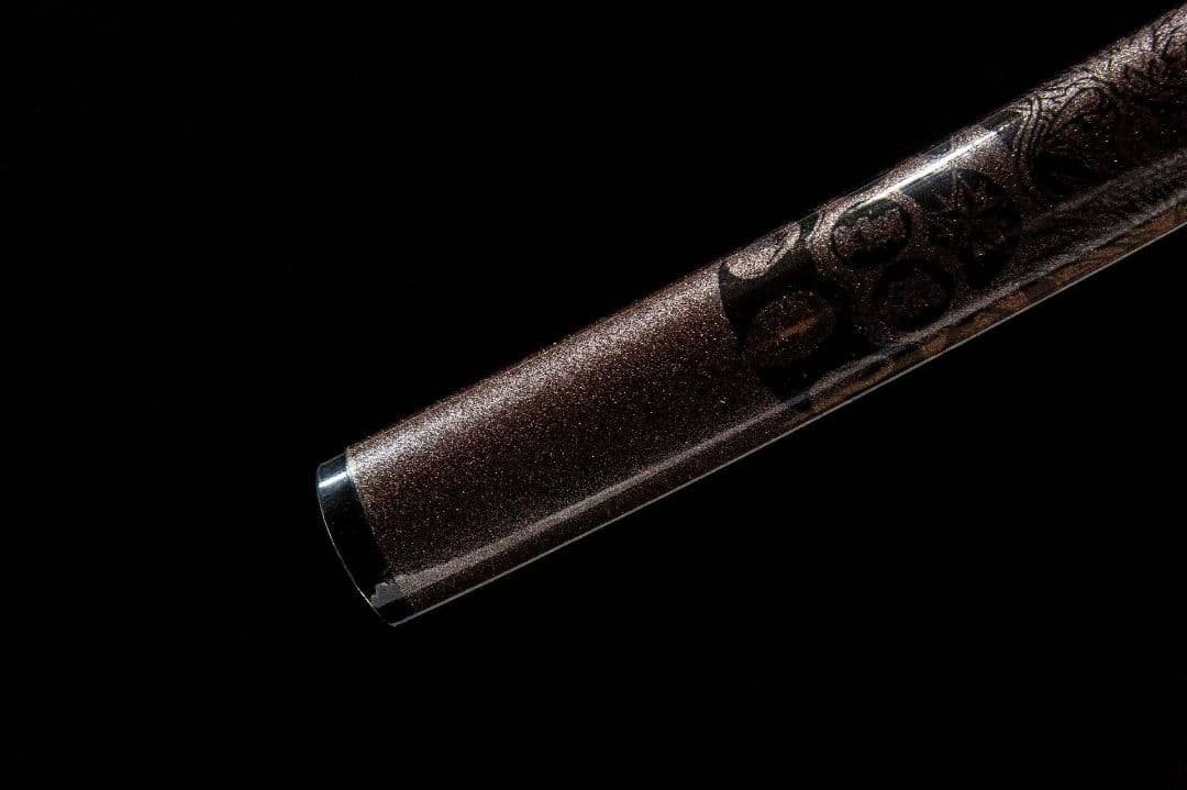 スカル彫刻打刀模造刀1045 炭素鋼グレー調デザイン全長102cm刃厚0.7cm