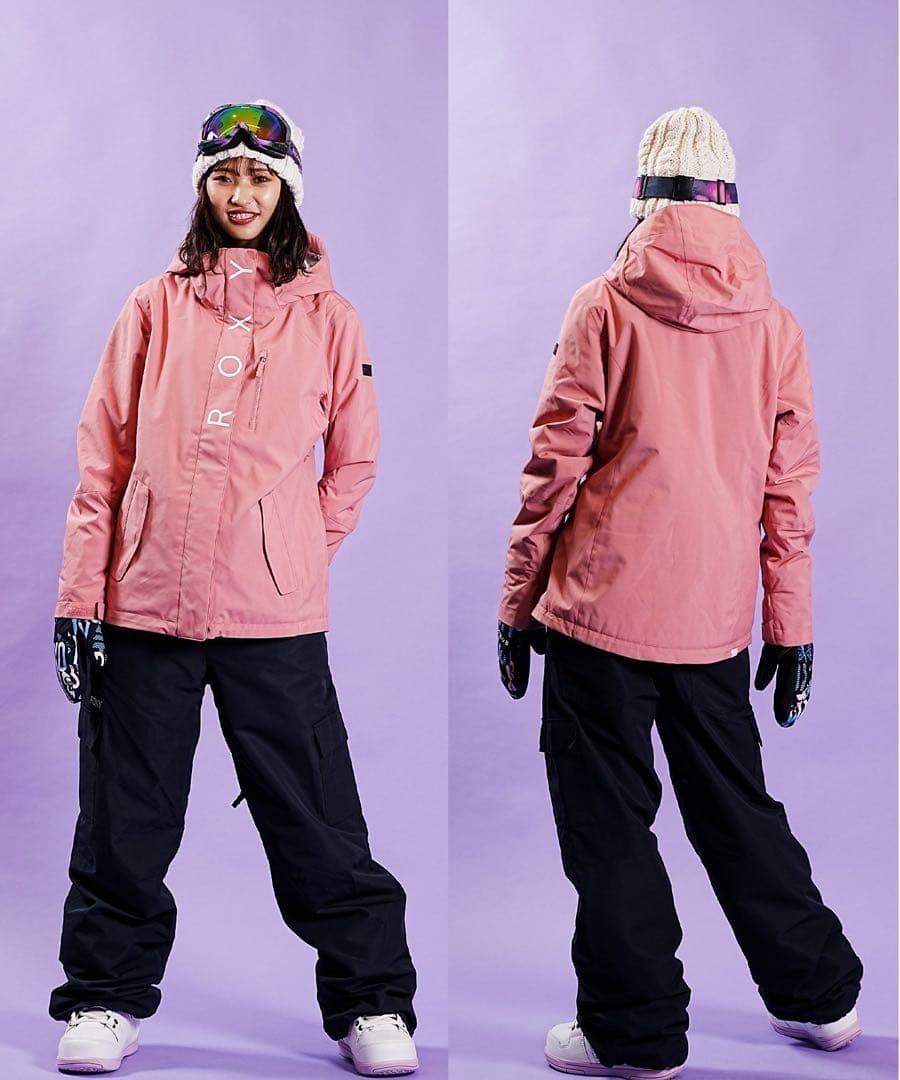 ROXY スノーボードウェア レディース 上下セット（上:ピンク/下:黒）