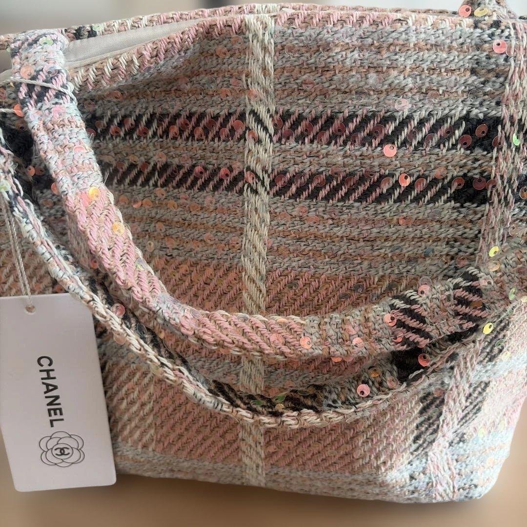 CHANEL ピンク系 スパンコール トートバッグ