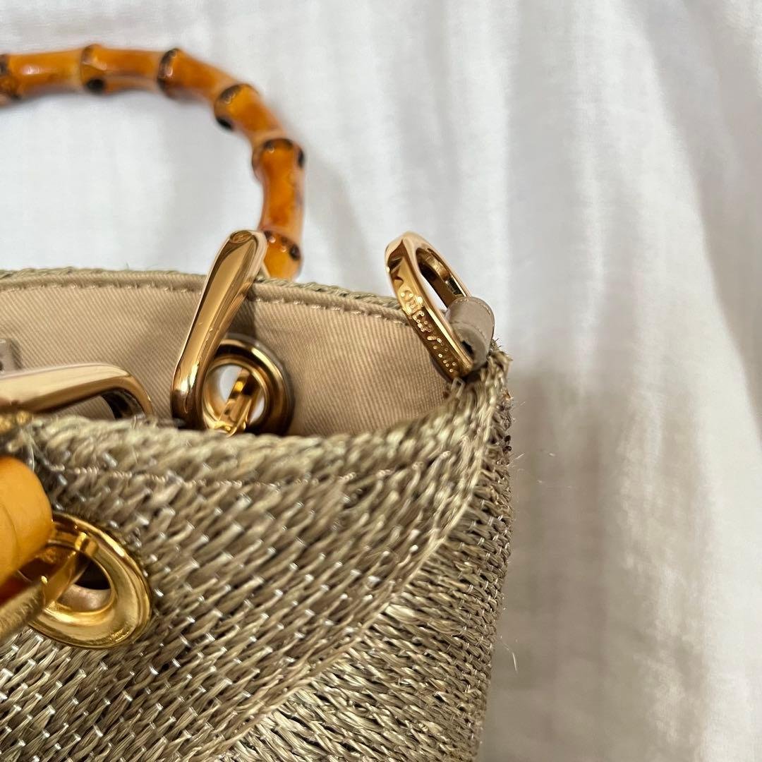 ヴィオラドーロ かごバッグ アバカメッシュ バンブーハンドル