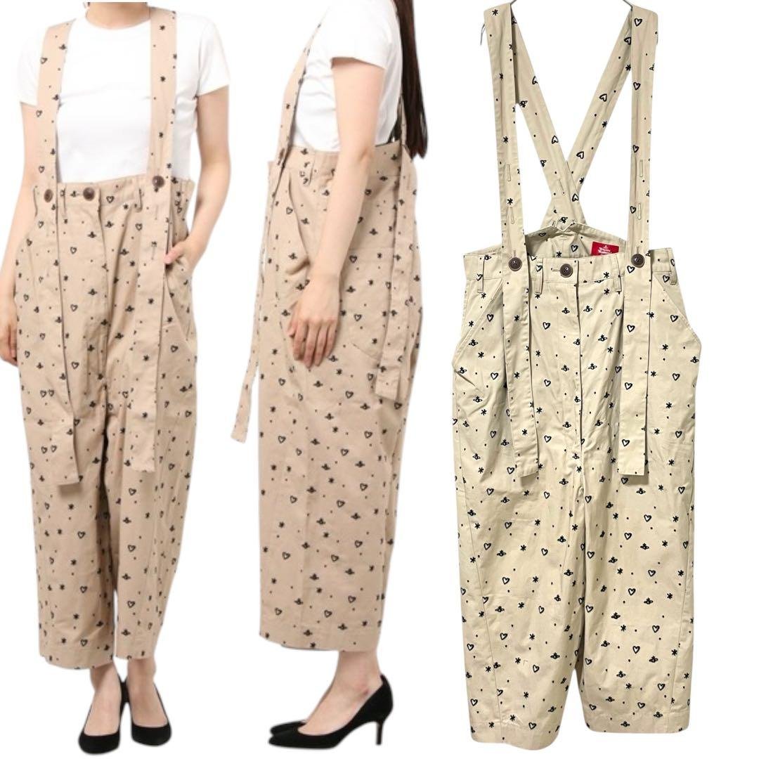 完売 オーブ刺繍 ヴィヴィアンウエストウッド サスペンダー パンツ 総柄
