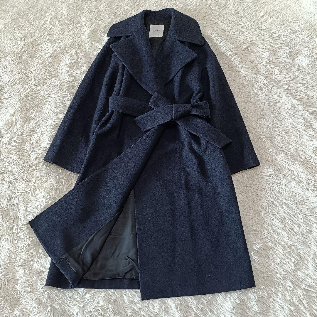 極美品♪︎エストネーション メルトンビーバーベルテッドコート Sサイズ ネイビー