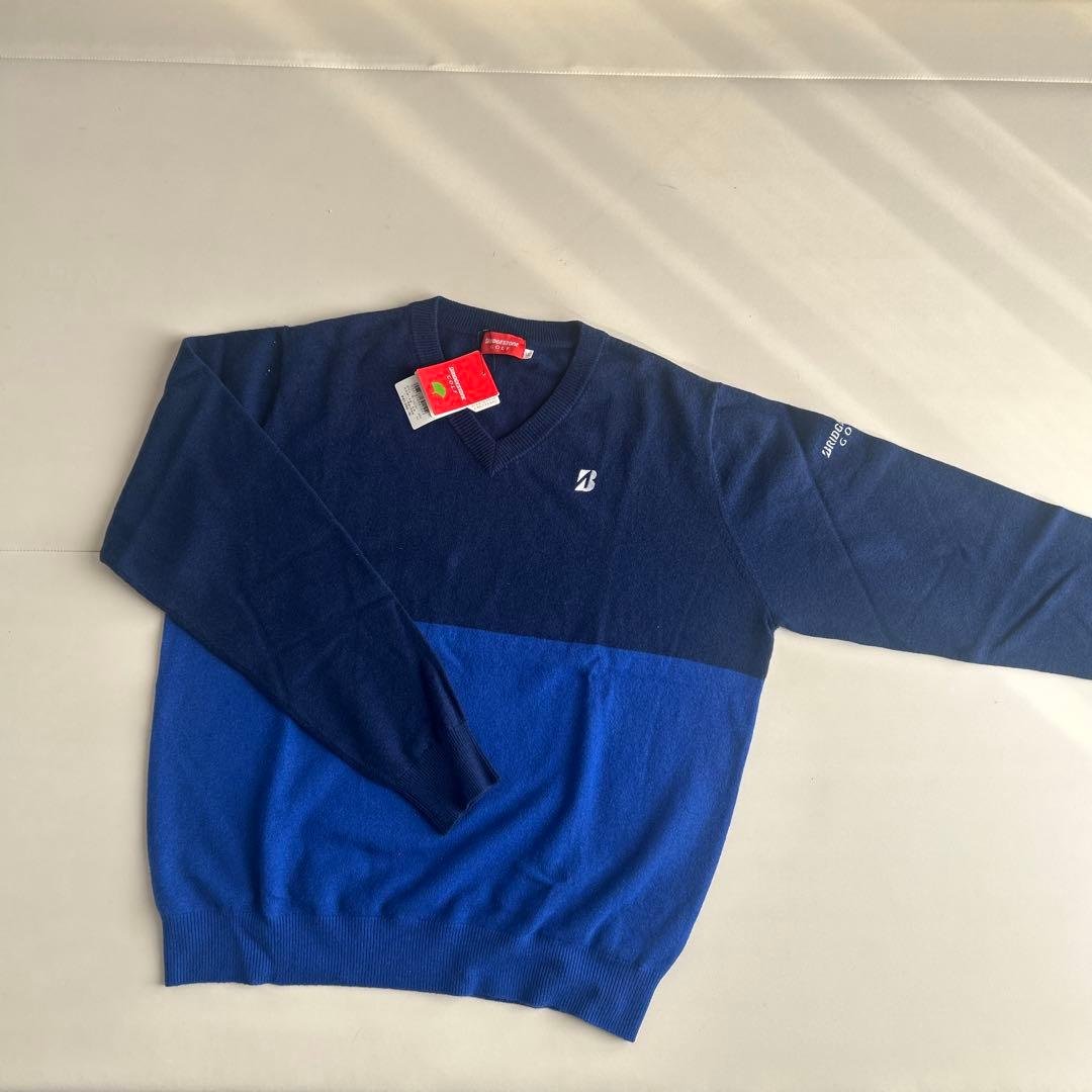 BRIDGESTONE GOLF Vネックセーター LL ネイビー/ブルー