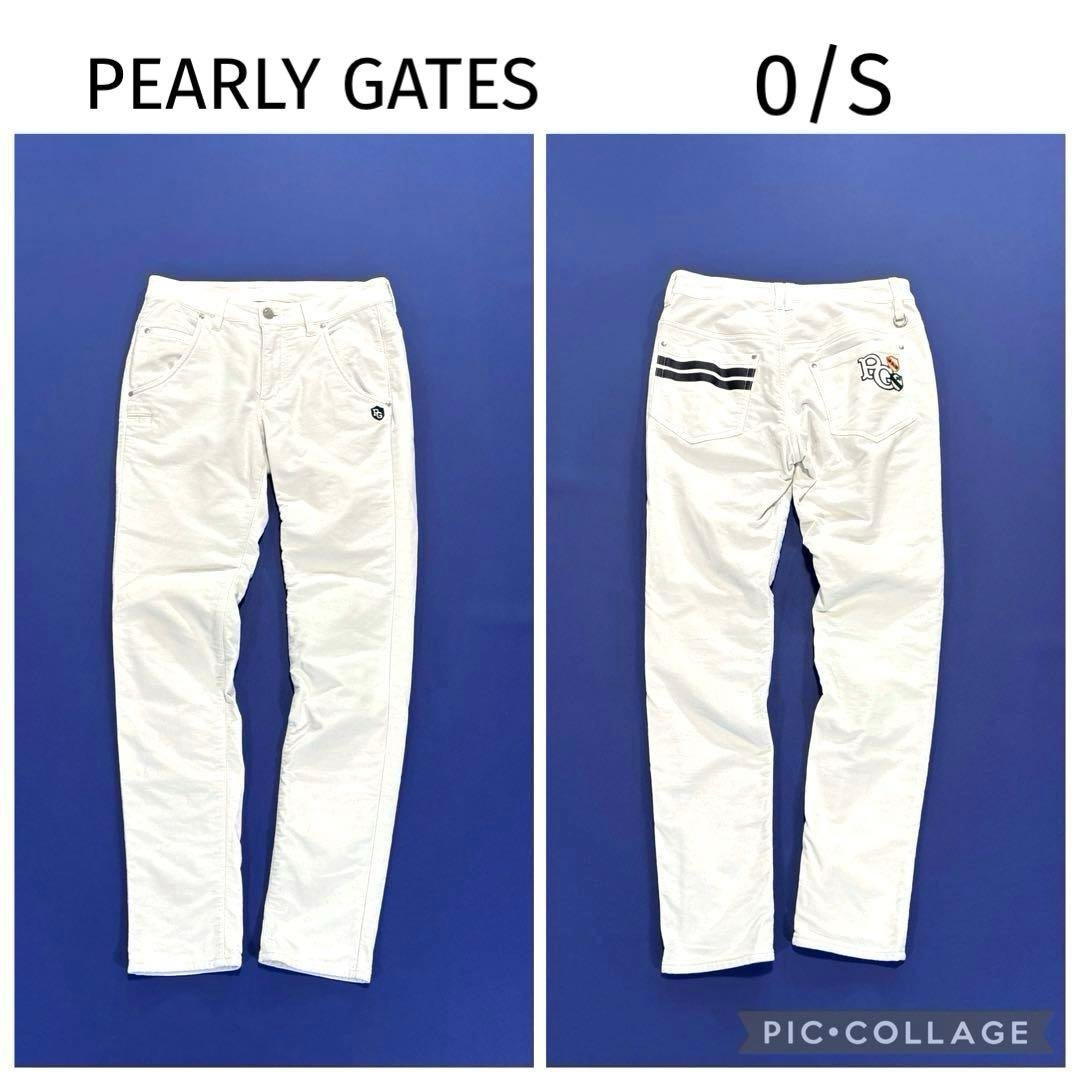 パーリーゲイツ　蓄熱　ロングパンツ　0/S ホワイト　秋冬　バックロゴ　刺繍