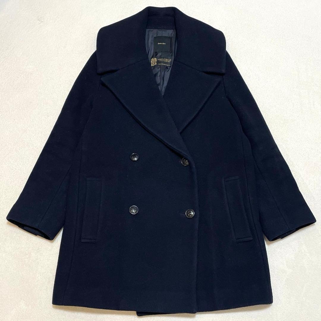 22AW スピックアンドスパン マンテココート ビッグカラー ダブルブレスト