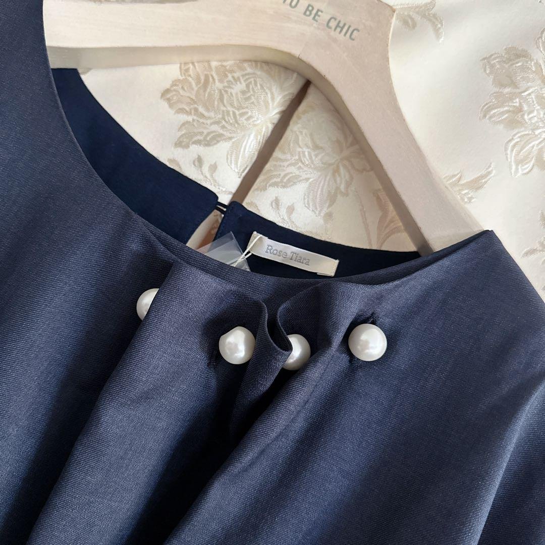 新品 大きいサイズ ローズティアラ パール タック チュニックワンピース