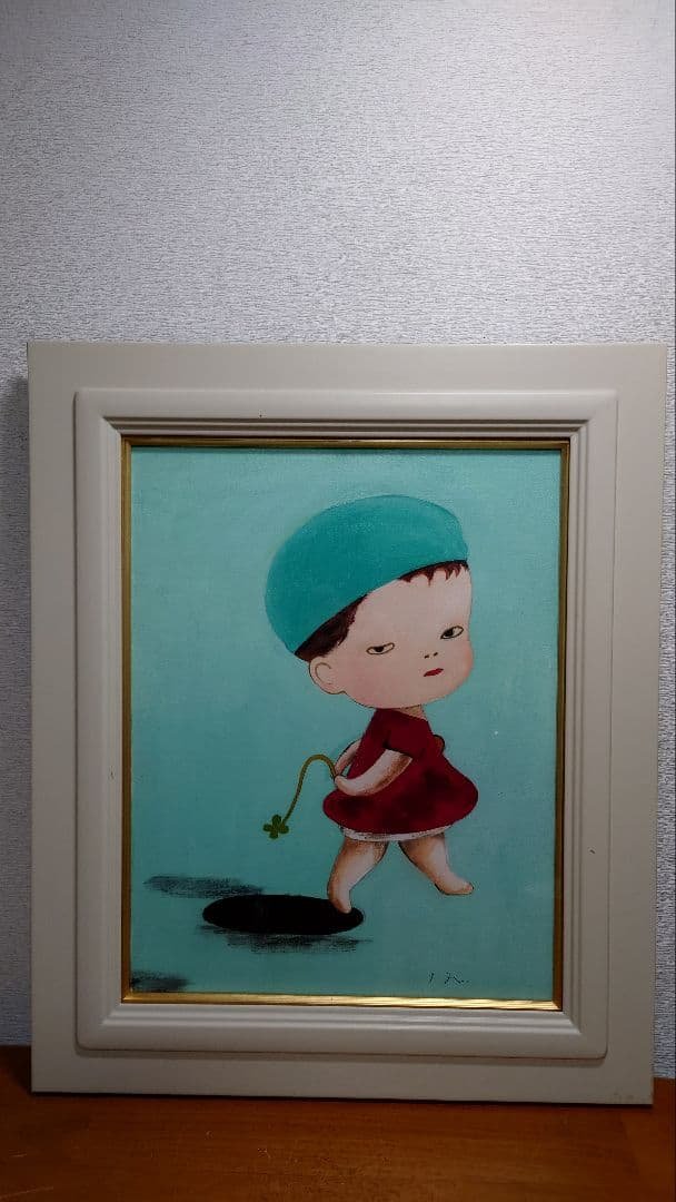 油彩画　肉筆画　作者不詳　幸運のクローバー　F6号