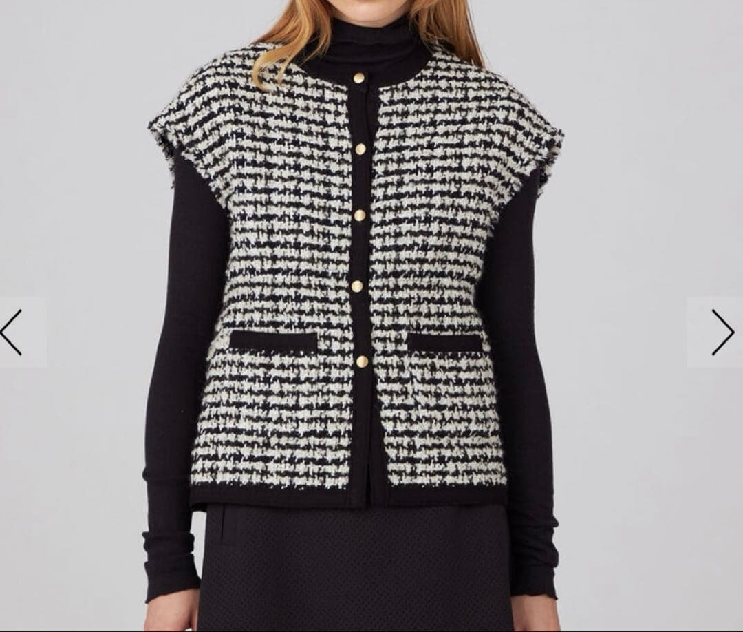 Ballsey ニットコンビツイード フレンチスリーブジレ 36