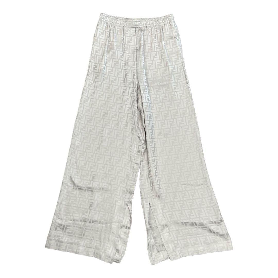 FENDI フェンディ　ズッカ　23年　シルク　パンツ　３８　M　グレー