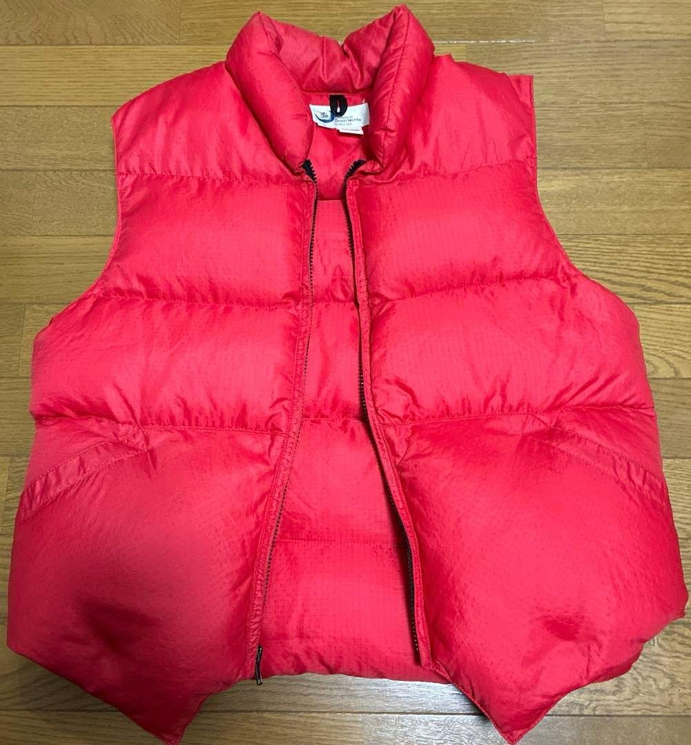 クレセントダウンワークス リップストップダウンベスト レッド Lジップアップ
