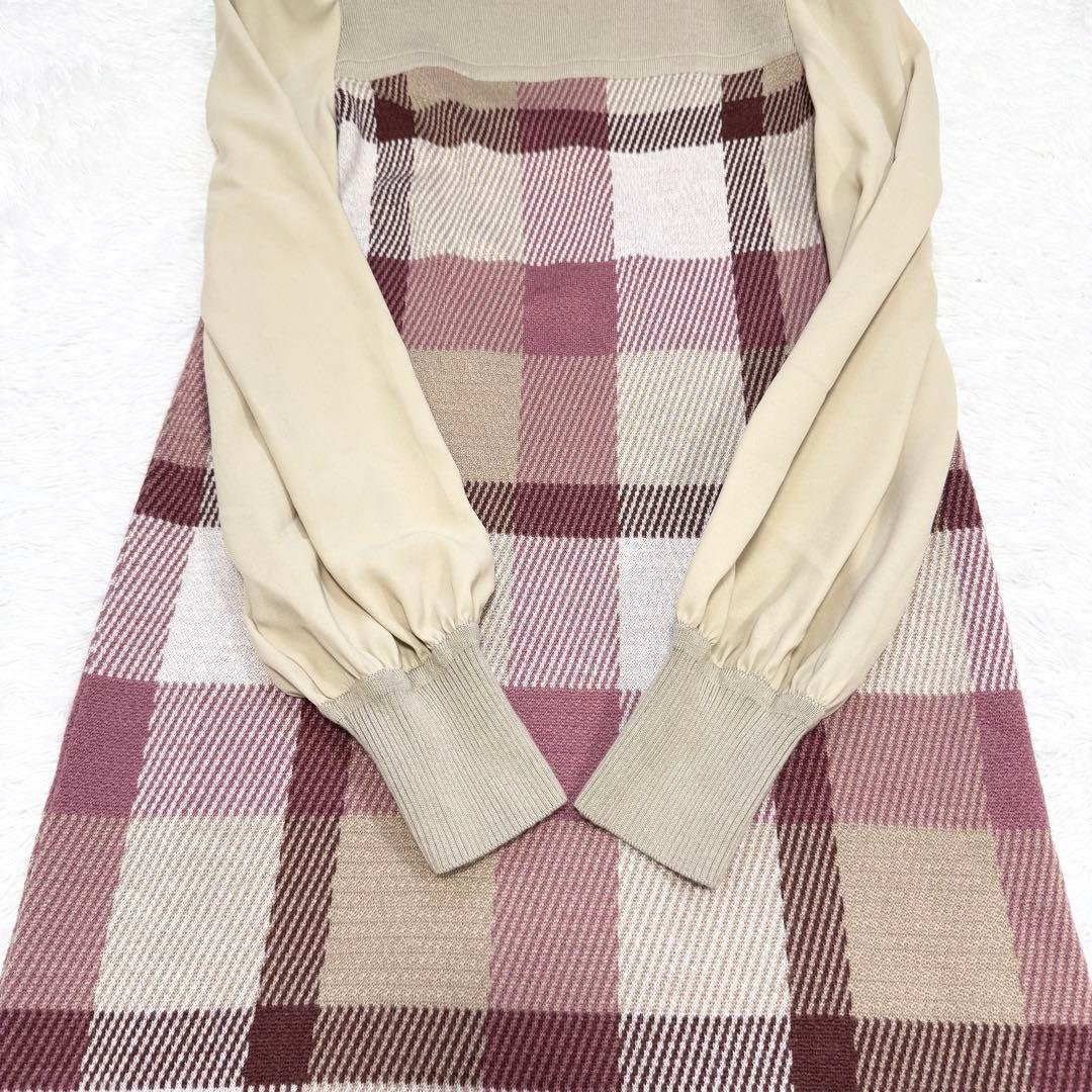 【美品✨】ブルーレーベルクレストブリッジ　チェックジャカードニットワンピース