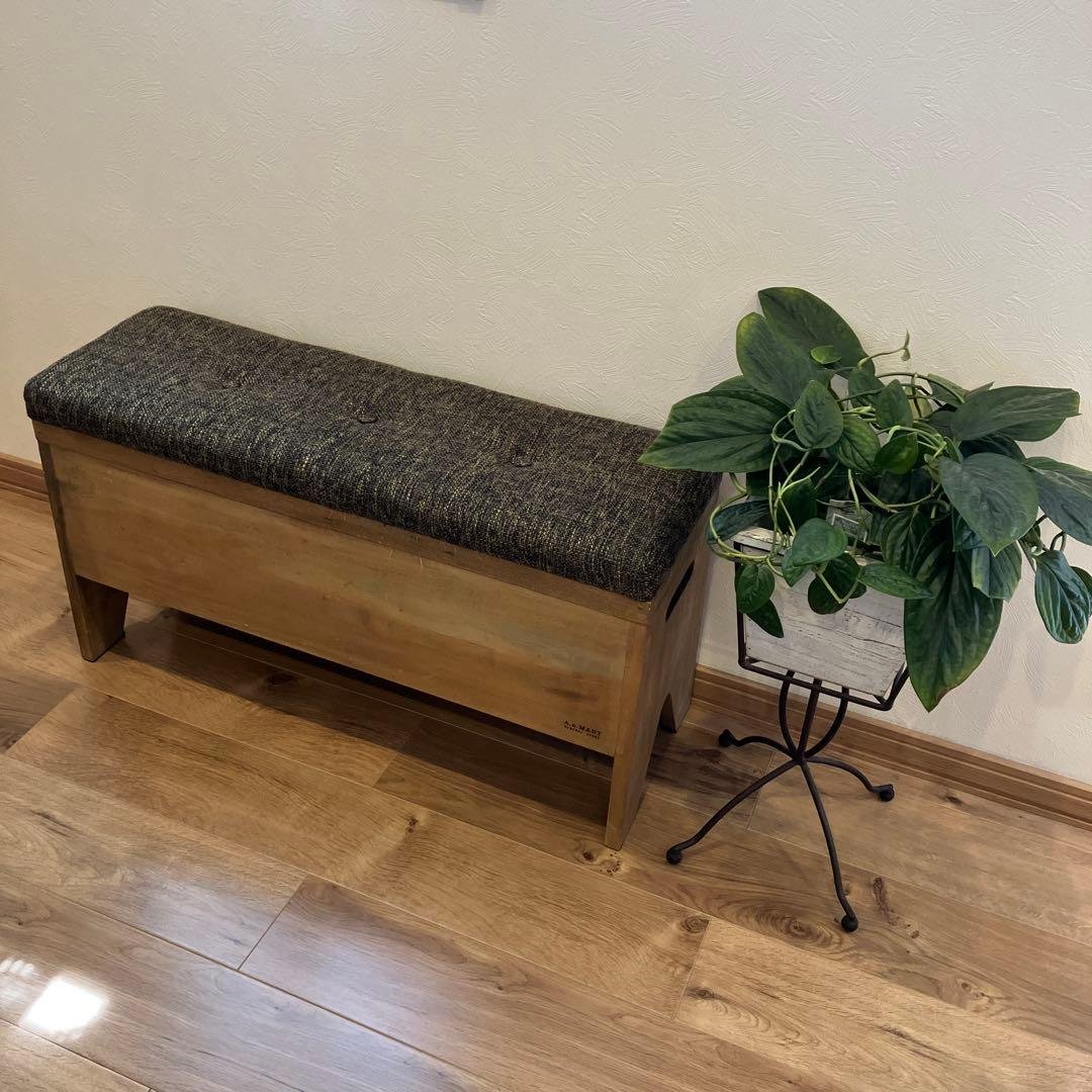 アンティーク風ボックスベンチ 木製　スツール　椅子　イス　いす　収納　インテリア