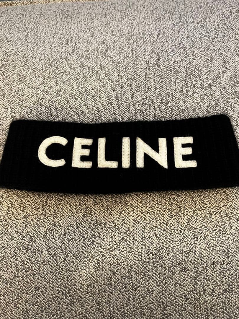 CELINE セリーヌ　ブラック ヘアバンド　ロゴ入り