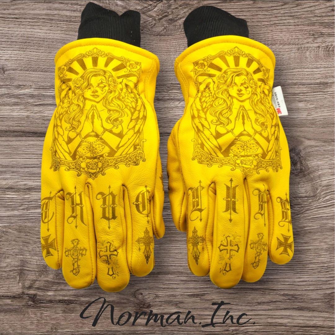 牛革　冬用　保温綿　裏起毛　レザー グローブ　バイク　手袋　ツーリング　Mサイズ