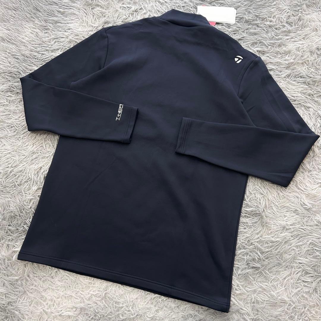 新品　テーラーメイド　モックネック　長袖シャツ　裏起毛　ネイビー　サイズO