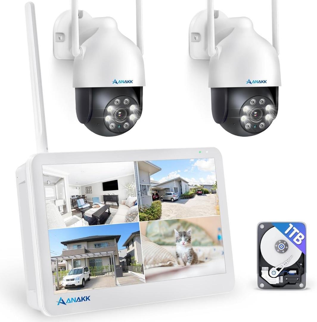 防犯カメラ　モニター付き【500万画素対応・360°全方位監視・夜間カラー撮影