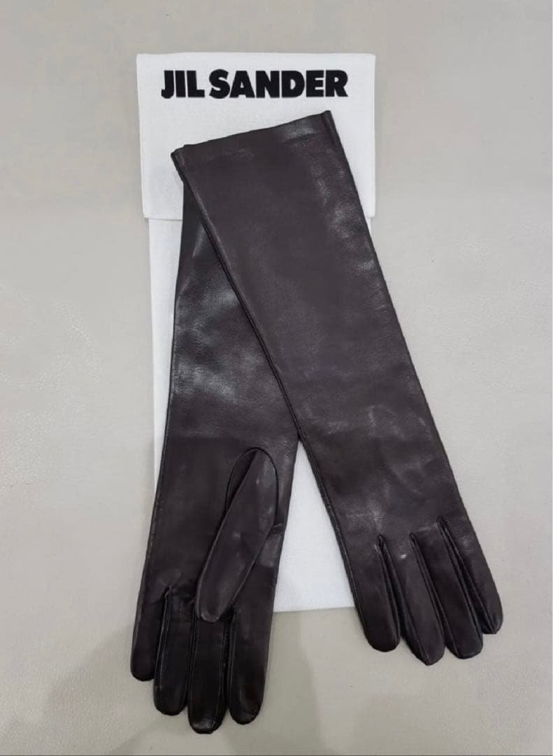 JIL SANDER ブラックレザー ロンググローブ