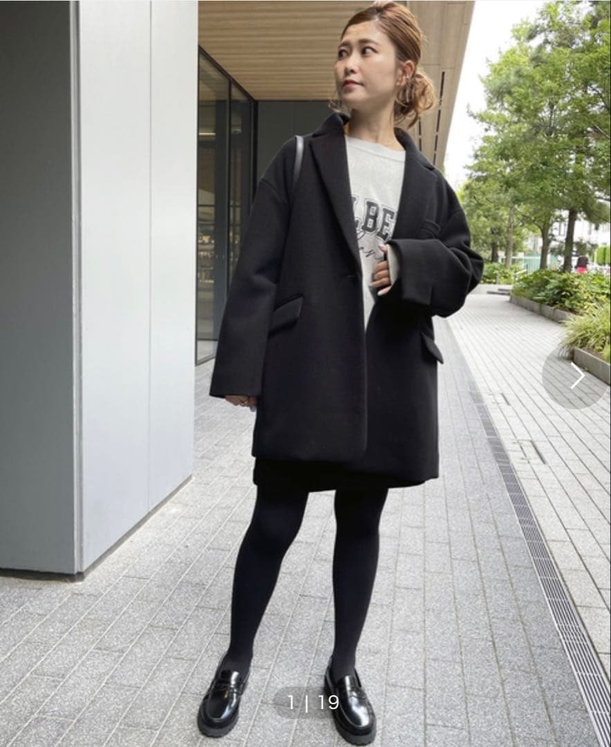 ブラック チェスターコート オーバーサイズ