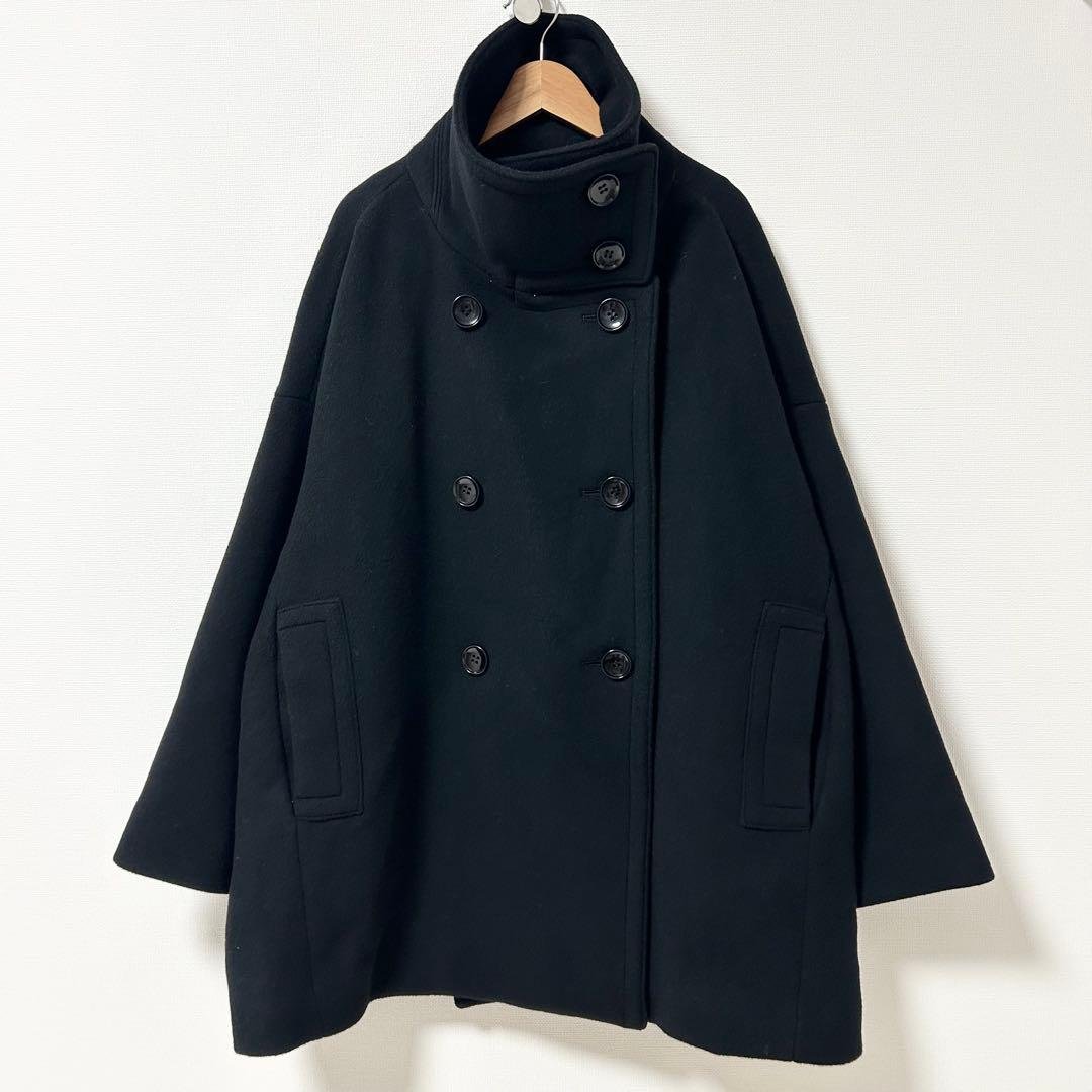 美品✨ノーブル　スタンドカラーオーバーコート　ブラック