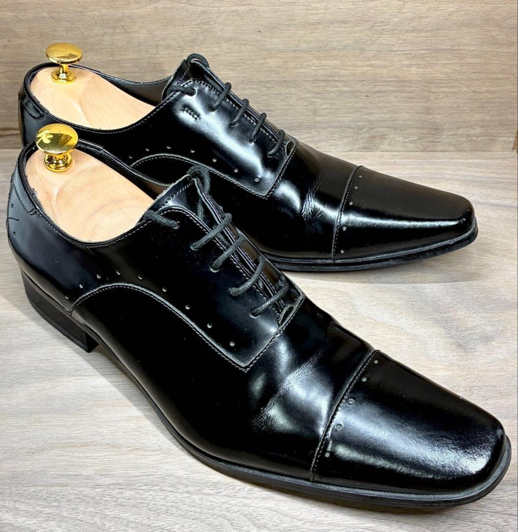 【未使用級】キャサリンハムネット ストレートチップ 黒 レザー 25cm 美品