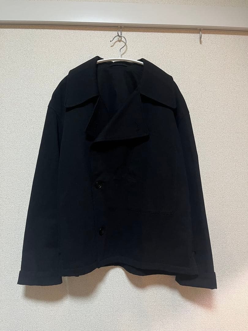 さ*れ様 LEMAIRE ブラック ダブルブレスト ピーコートジャケット