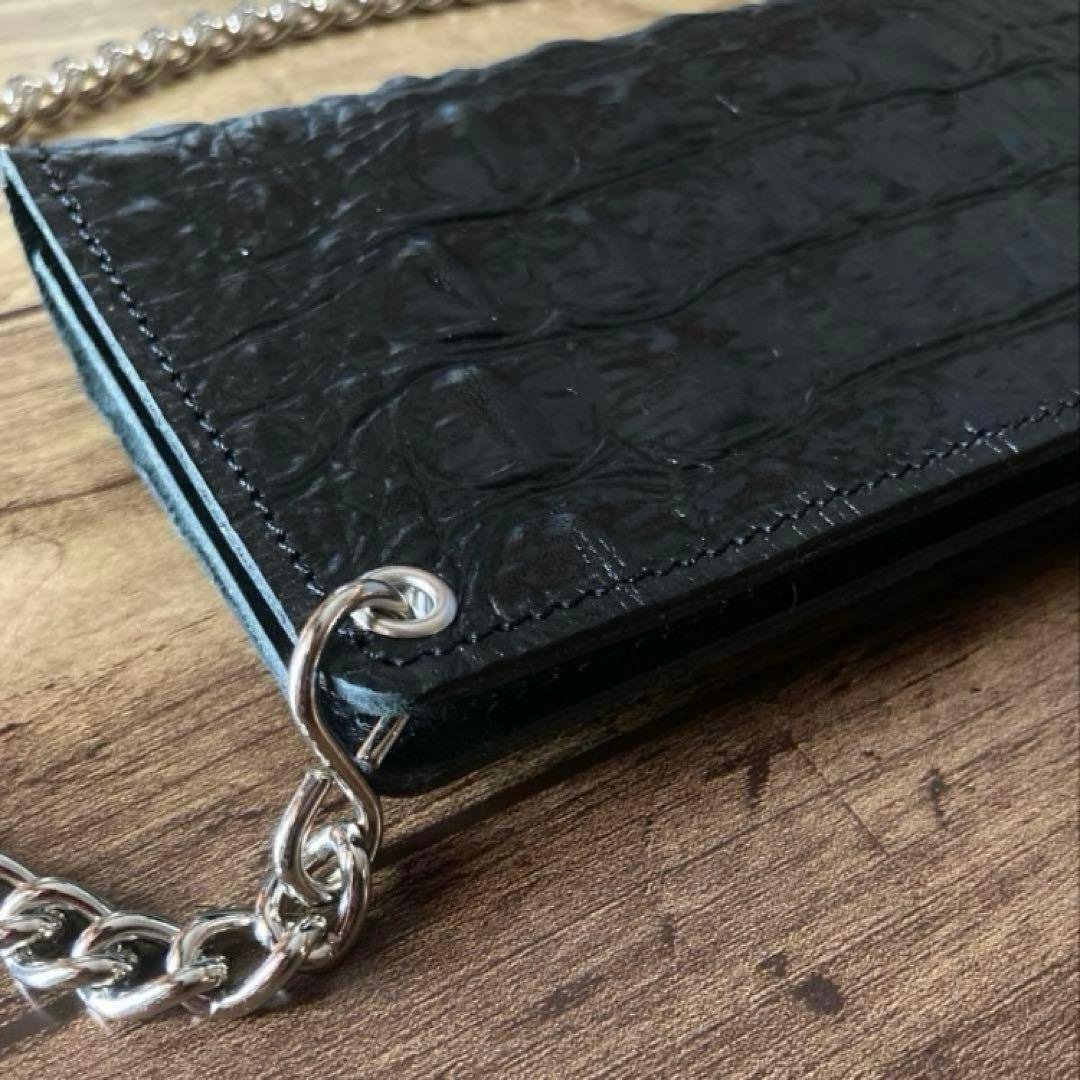 【Gus】姫路レザー クロコ型押し トラッカーウォレット6インチ（ミドル）