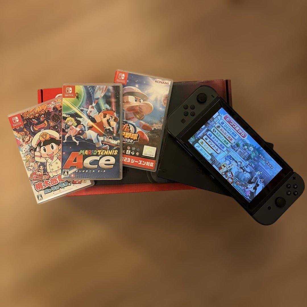 【すぐ遊べるセット】Nintendo Switch 本体 グレー　ソフト付き