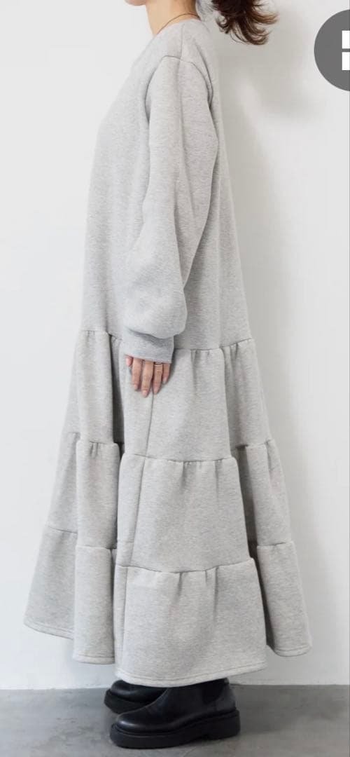 plus OTO.HA裏起毛ティアードスウェットワンピース　グレー