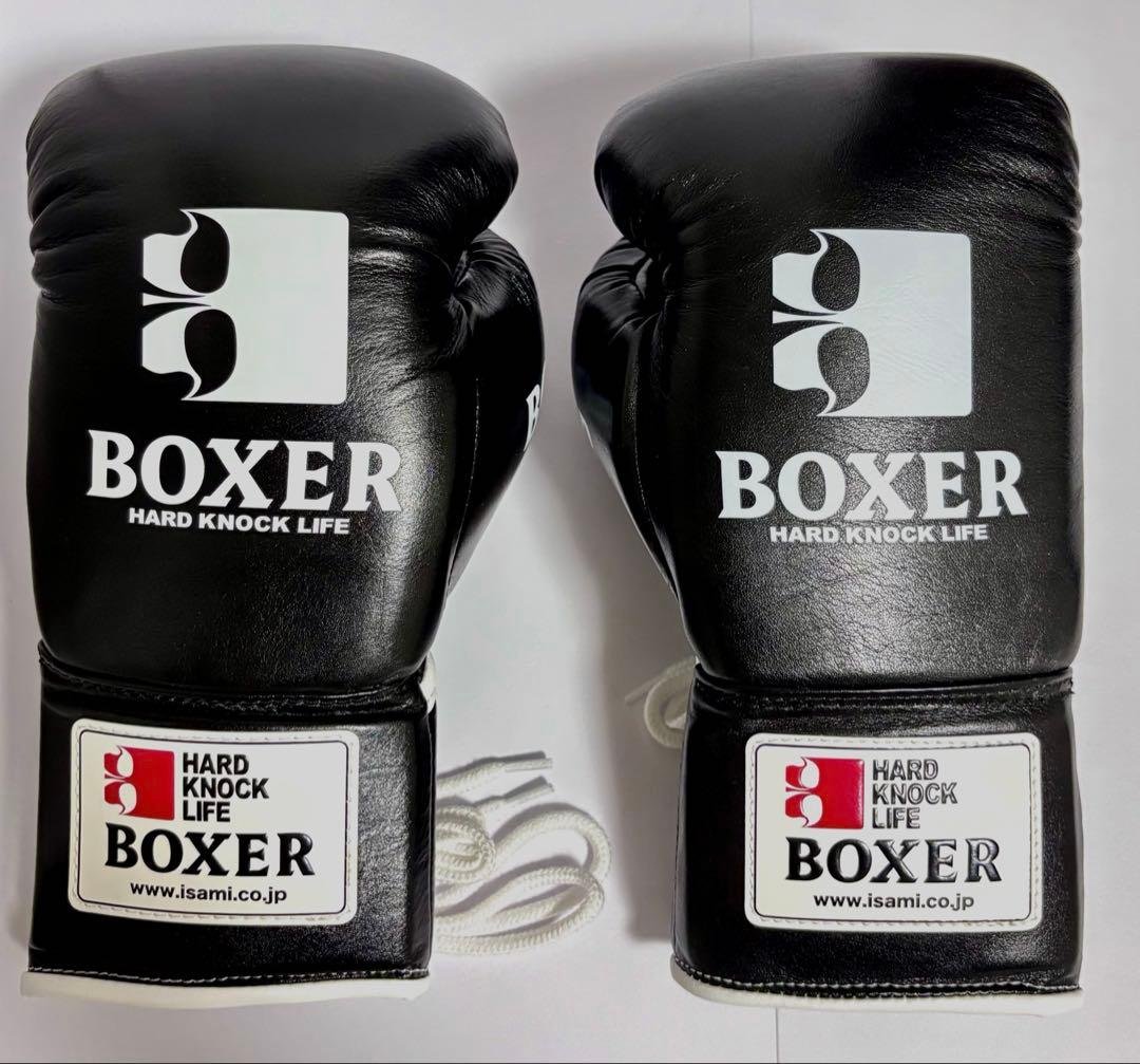 （値下げ）ISAMI BOXER 試合用 ボクシンググローブ 8oz 紐式　黒
