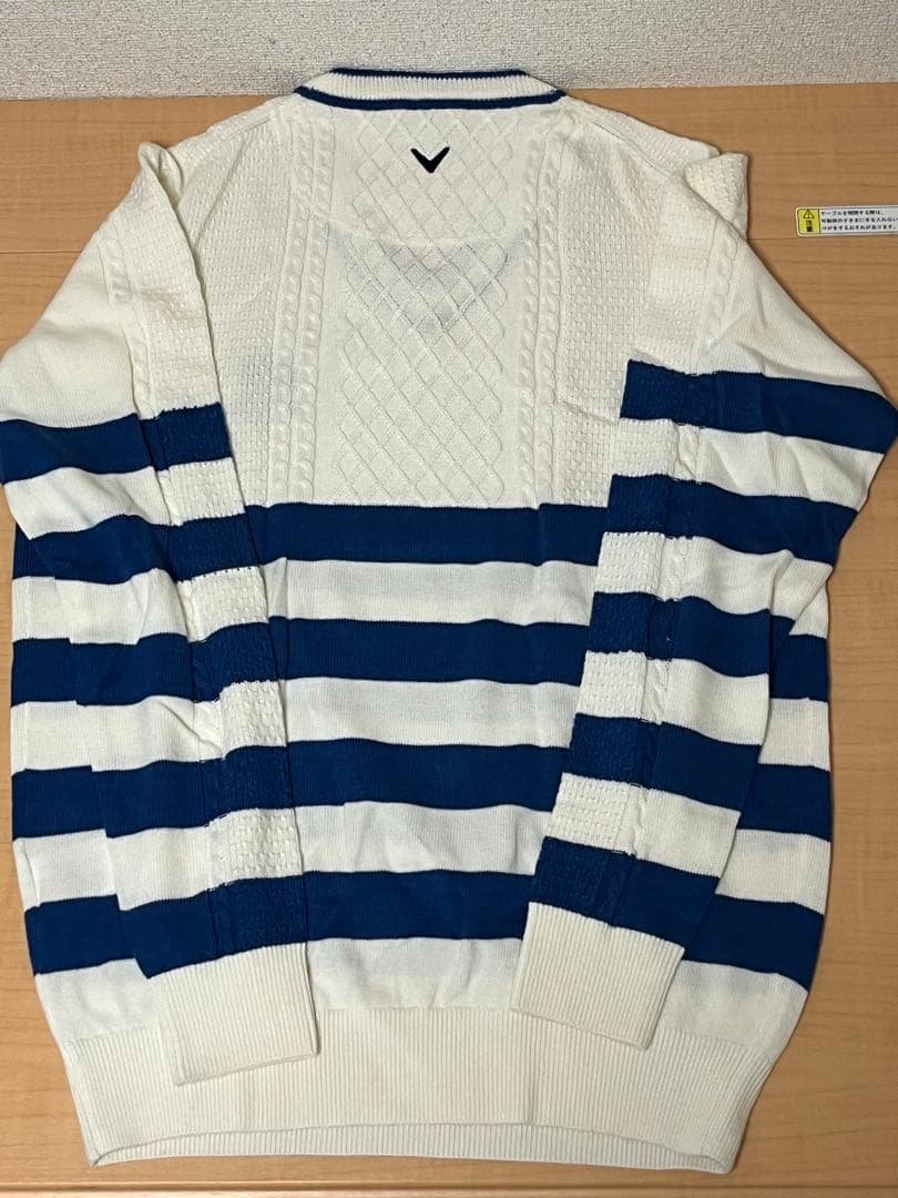 Callaway Vネック セーター ホワイト/ネイビー