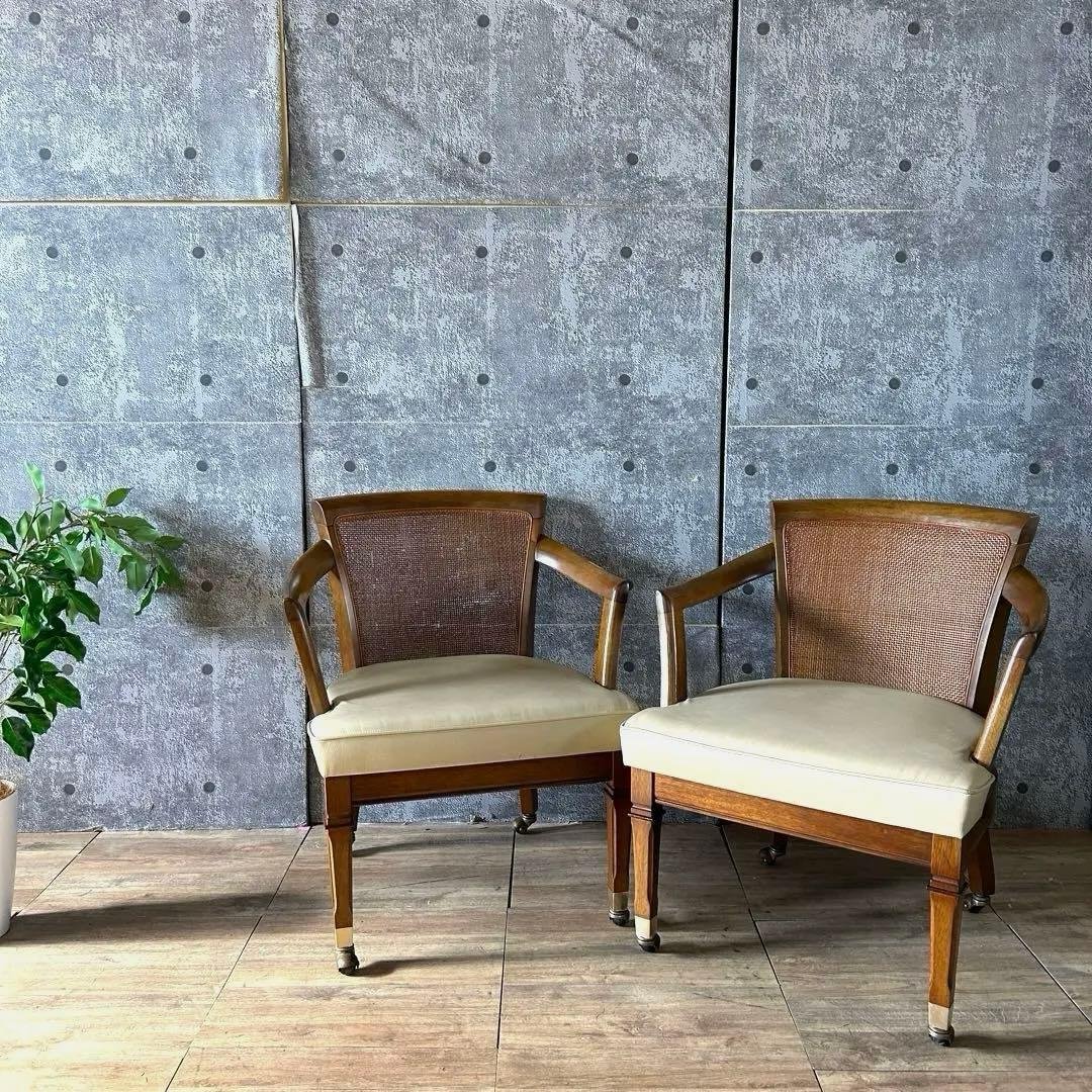 ꧁マルニ木工 maruni꧂地中海シリーズ キャスター付ダイニングチェア2脚