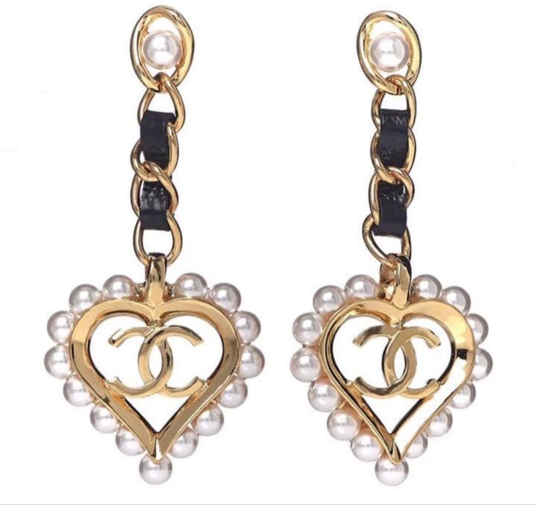 CHANEL 激レア　ピアス　パールピアス　ハートピアス