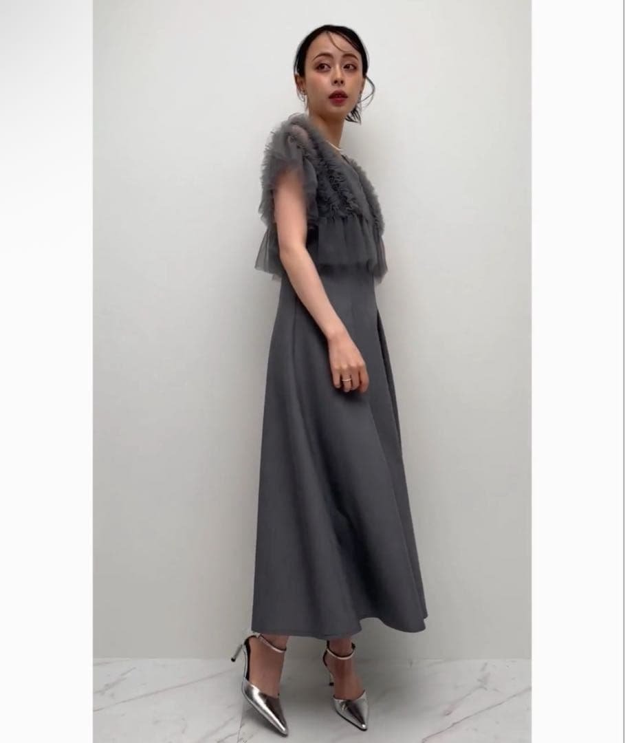 ルイルエブティック オケージョンドレス 結婚式 フリルチュール ワンピース LL