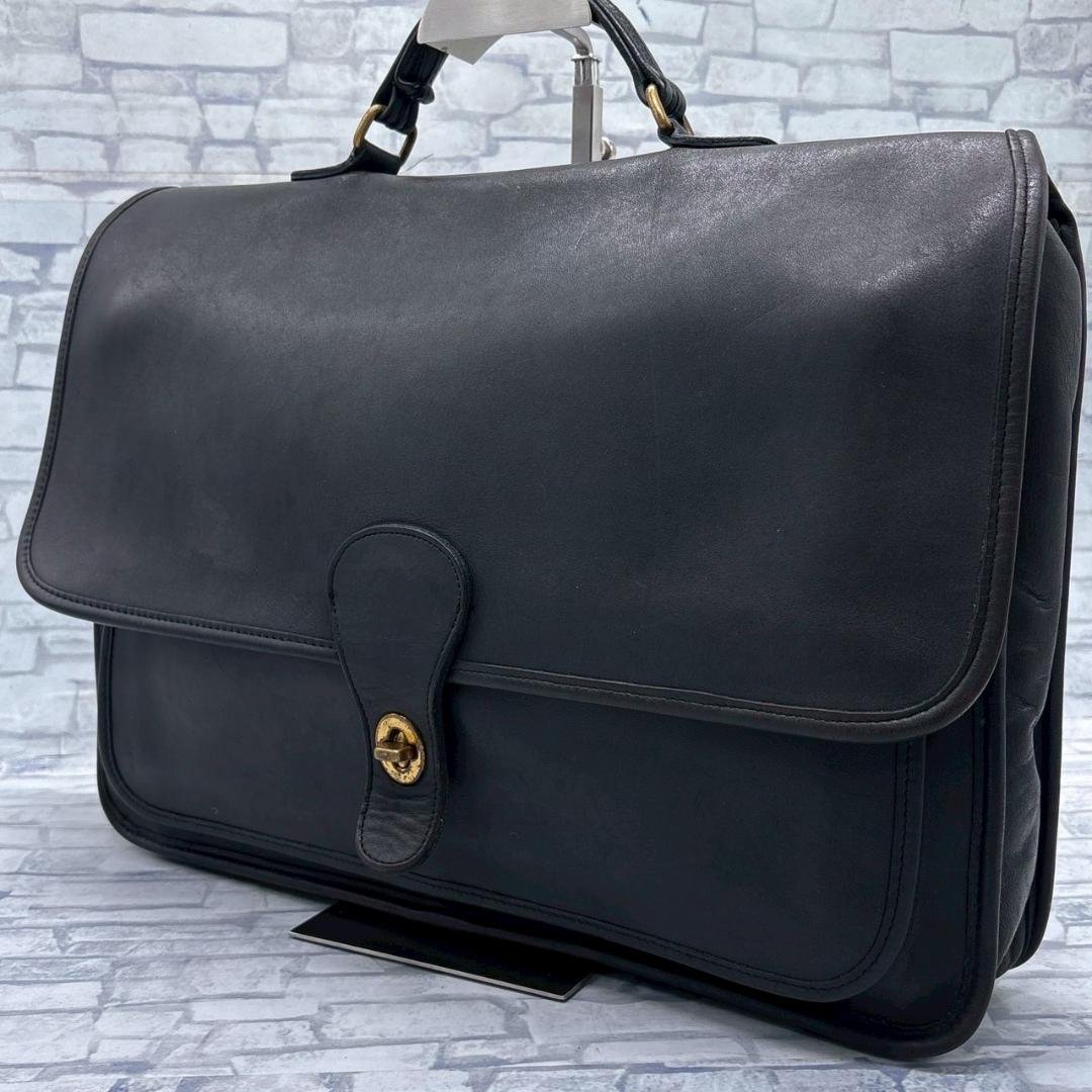 OLD COACH 黒 レザーブリーフケース ビジネスバッグ メンズ レザー