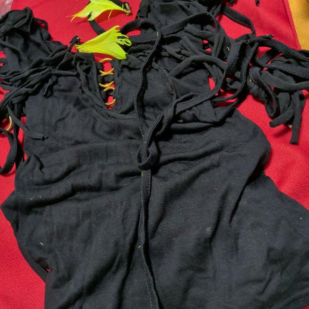 d.i.a★ダイヤ★ゴールド黒 平成ギャル　　ブラック レースアップタンクトップ