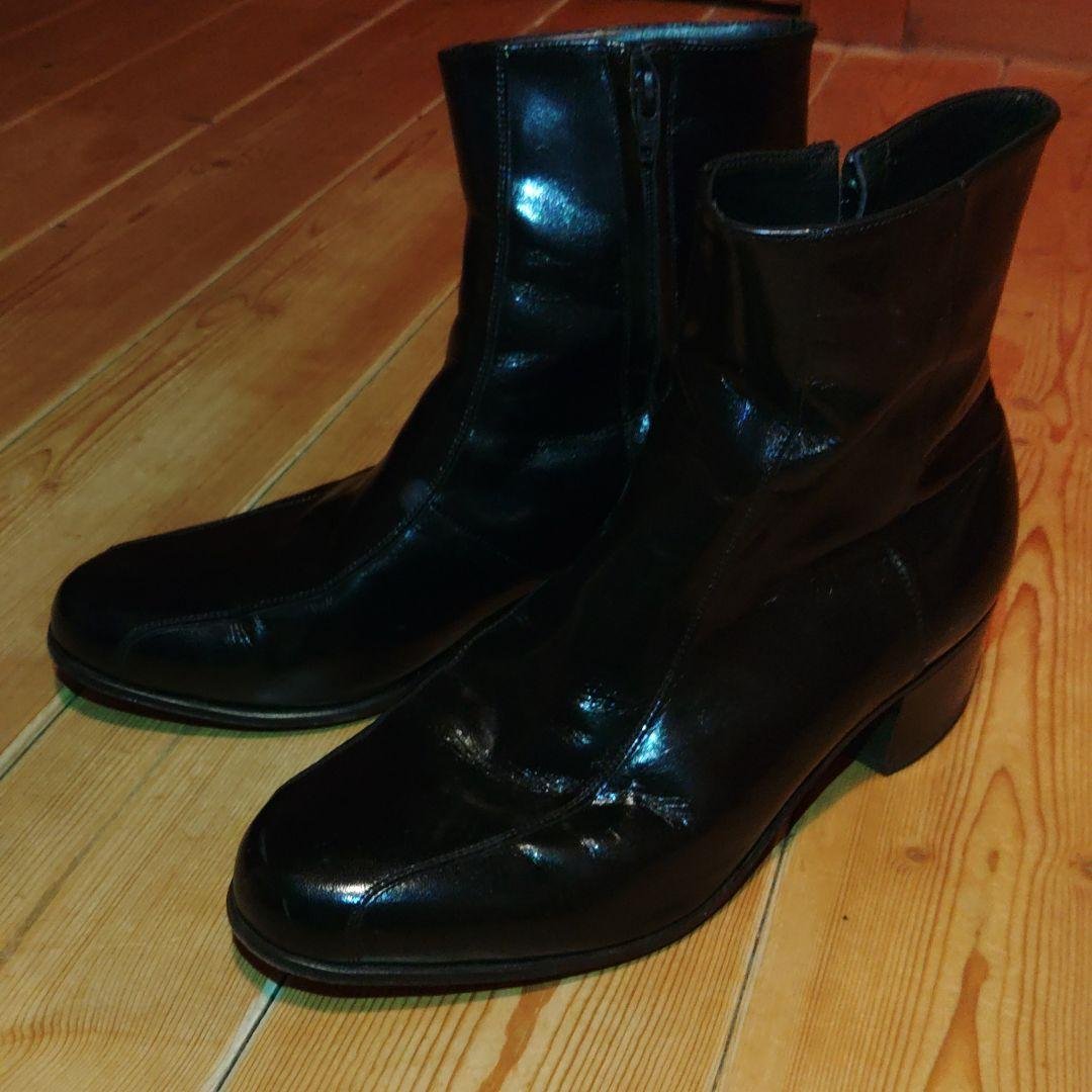 FLORSHEIM サイドジップ レザー ヒールブーツ ブラック 黒