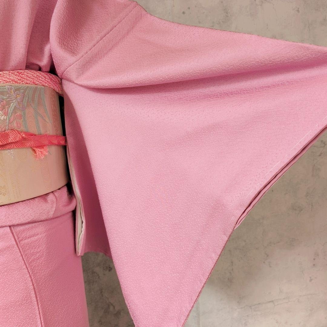 色無地　着物　フルセット　正絹　ピンク　しつけ糸　着物美品　F6