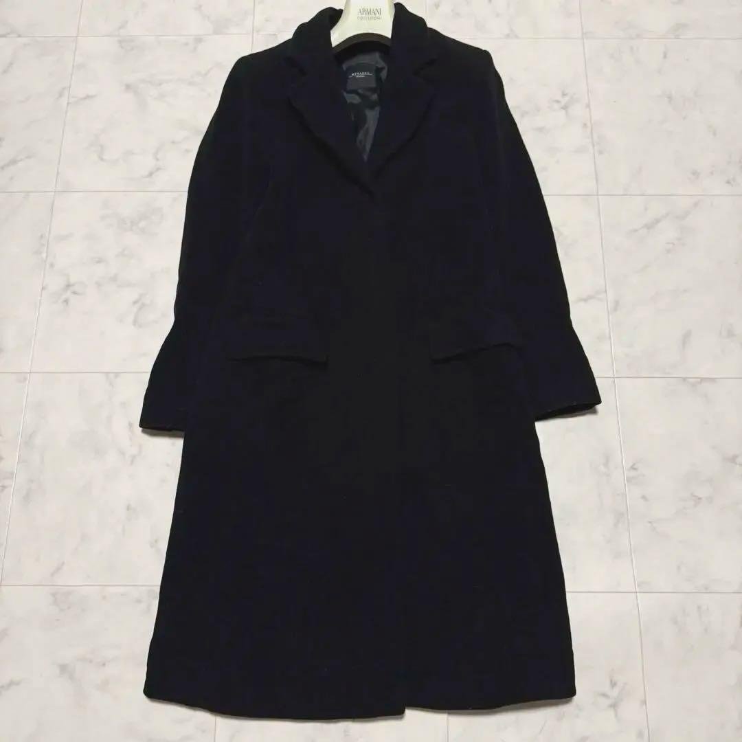 マックスマーラ ロングコート マキシ丈 比翼ボタン ウール ブラック 42