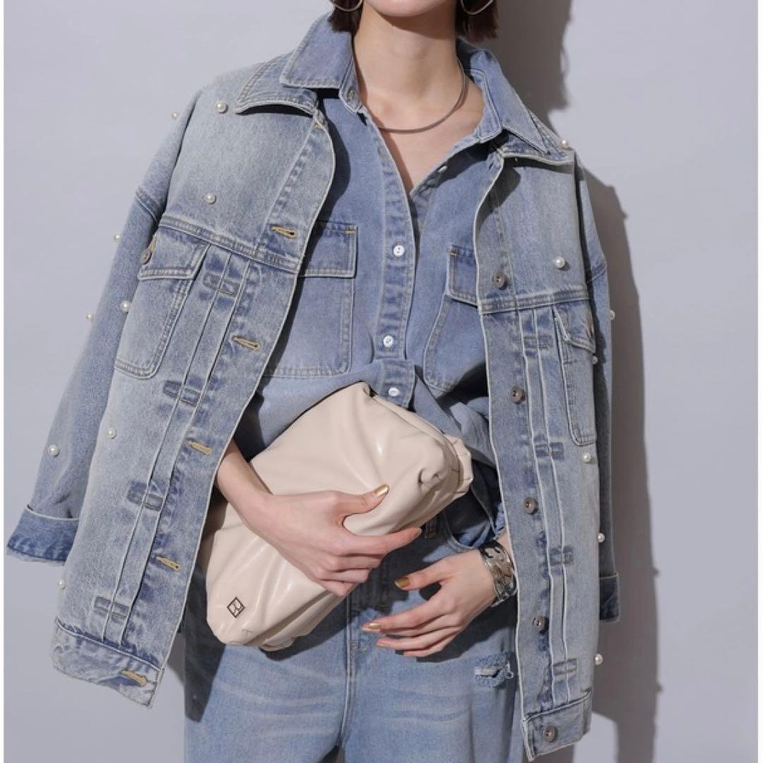 【美品】 Arpege story パール付きBIG Gジャン デニムジャケット