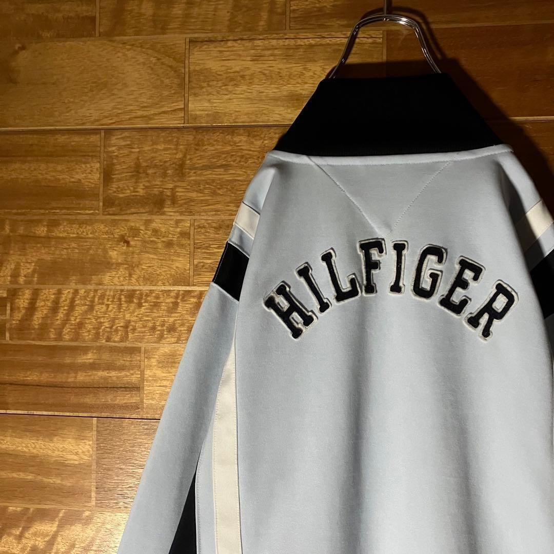 トミーヒルフィガー　トラックジャケット　ジャージ　水色　ネイビー　刺繍　L〜XL