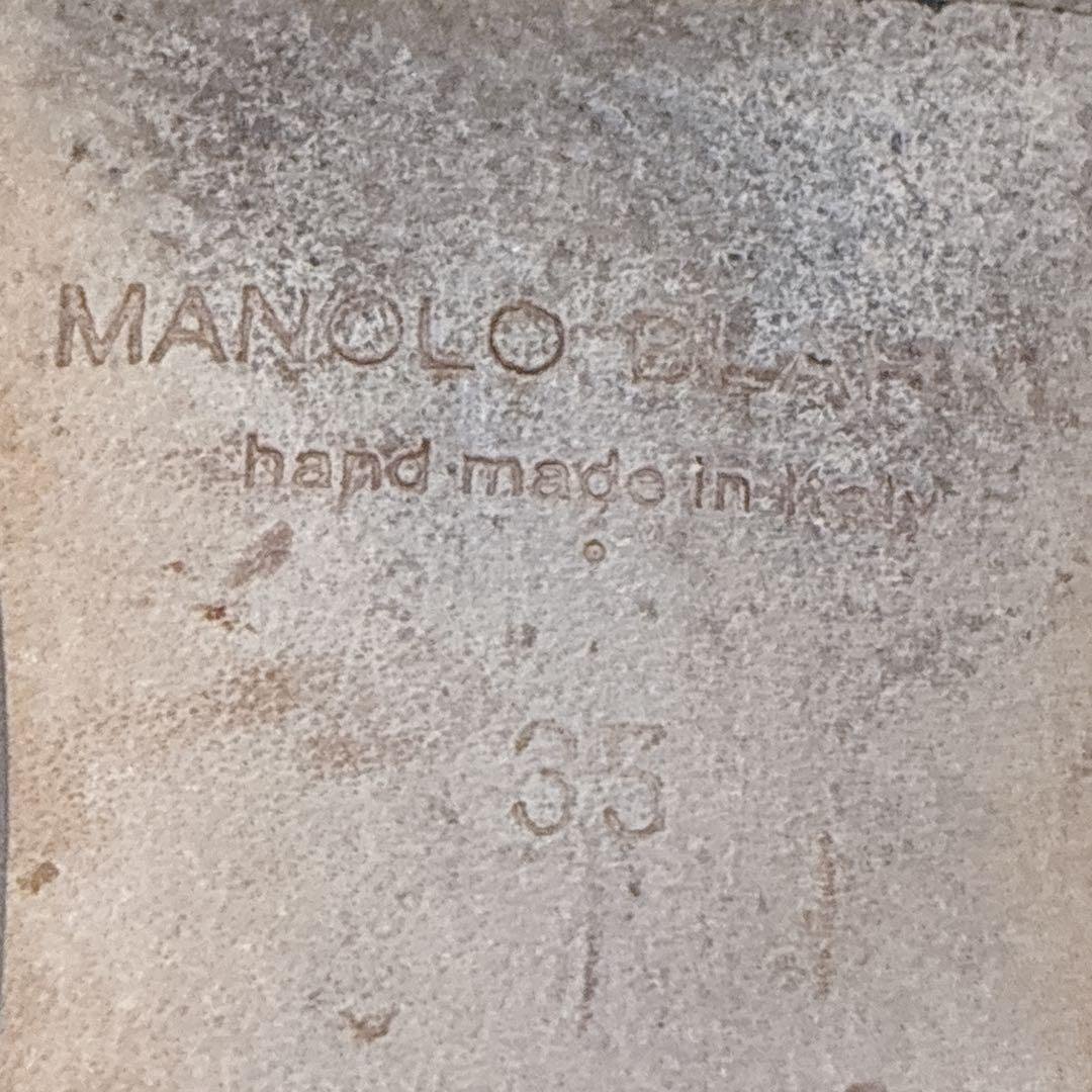 マノロブラニク　ハンギシ ビジュー　ベロア　35 パンプス　22cm グレー