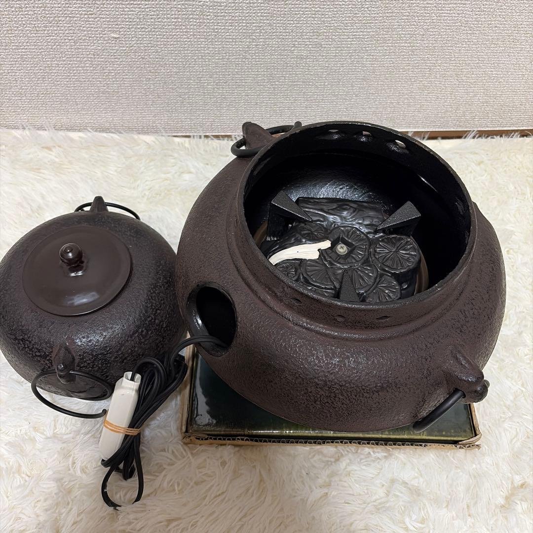 動作品 ヤマキ電器 茶道具 セット 炭型電熱器 黒紅鉢風炉 茶道 茶器