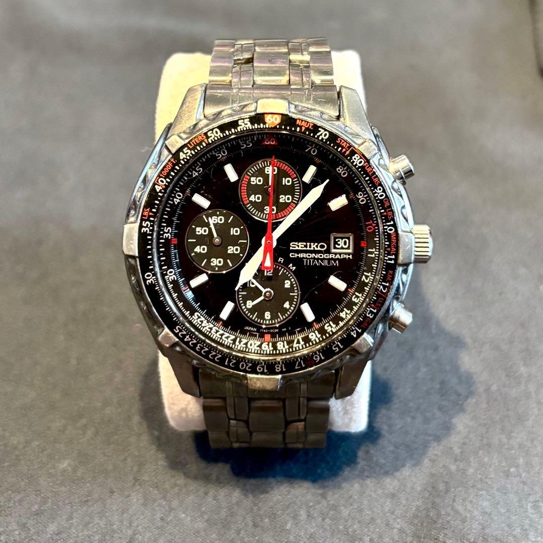 【希少‼︎SEIKO チタニウムクロノグラフ】7T62-0BY0 シルバー入手困難