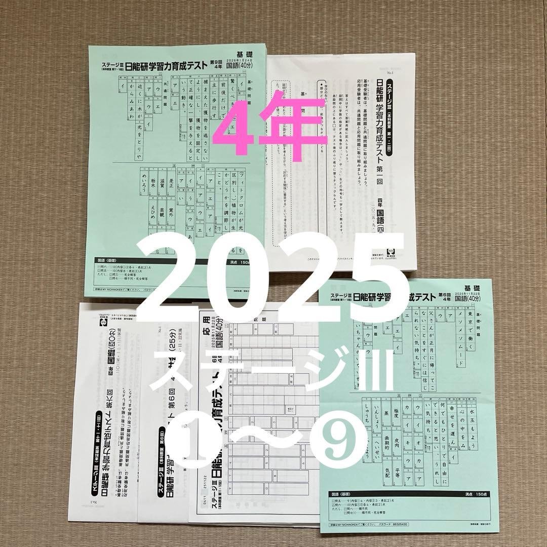 2025年 日能研 4年 ステージⅢ 育成テスト❶〜❾