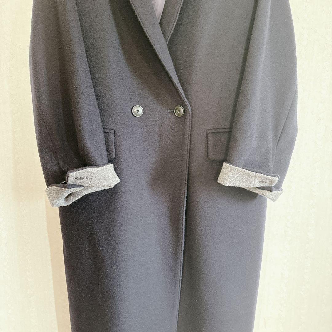 美品♦︎北欧暮らしの道具店 3WAYアレンジ襟のかろやかチェスターコート ネイビー
