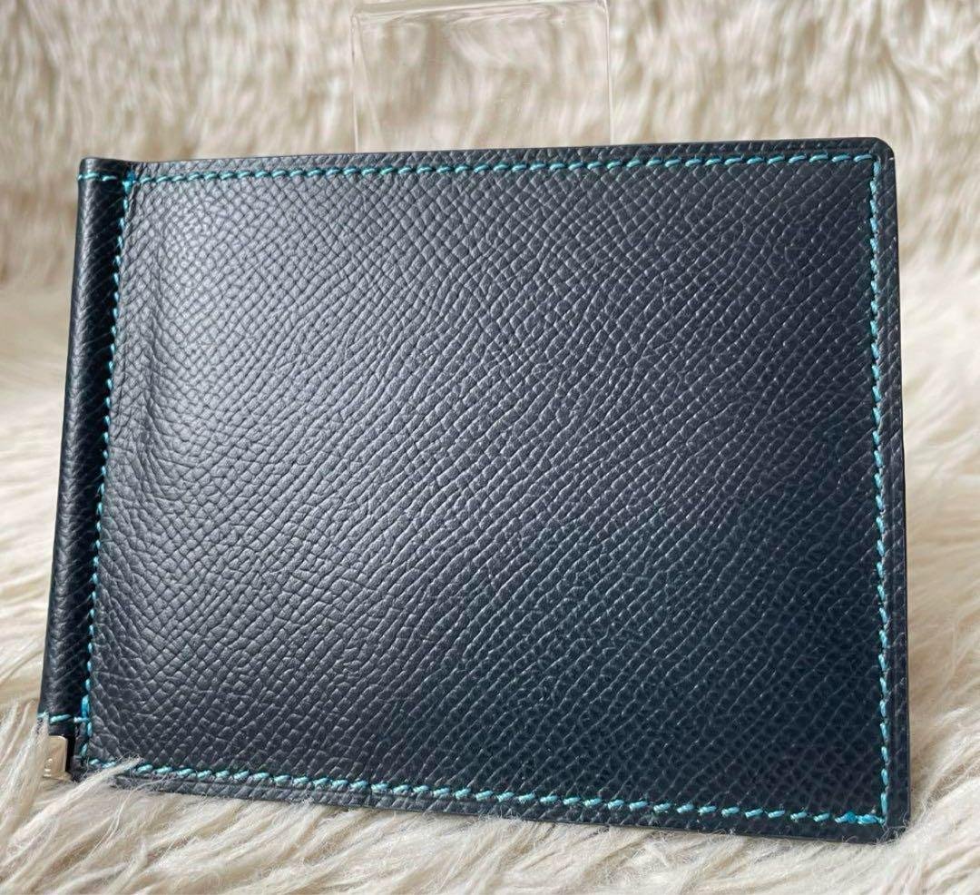 未使用級✨ ブルックリンミュージアム 二つ折り財布 マネークリップ ネイビー