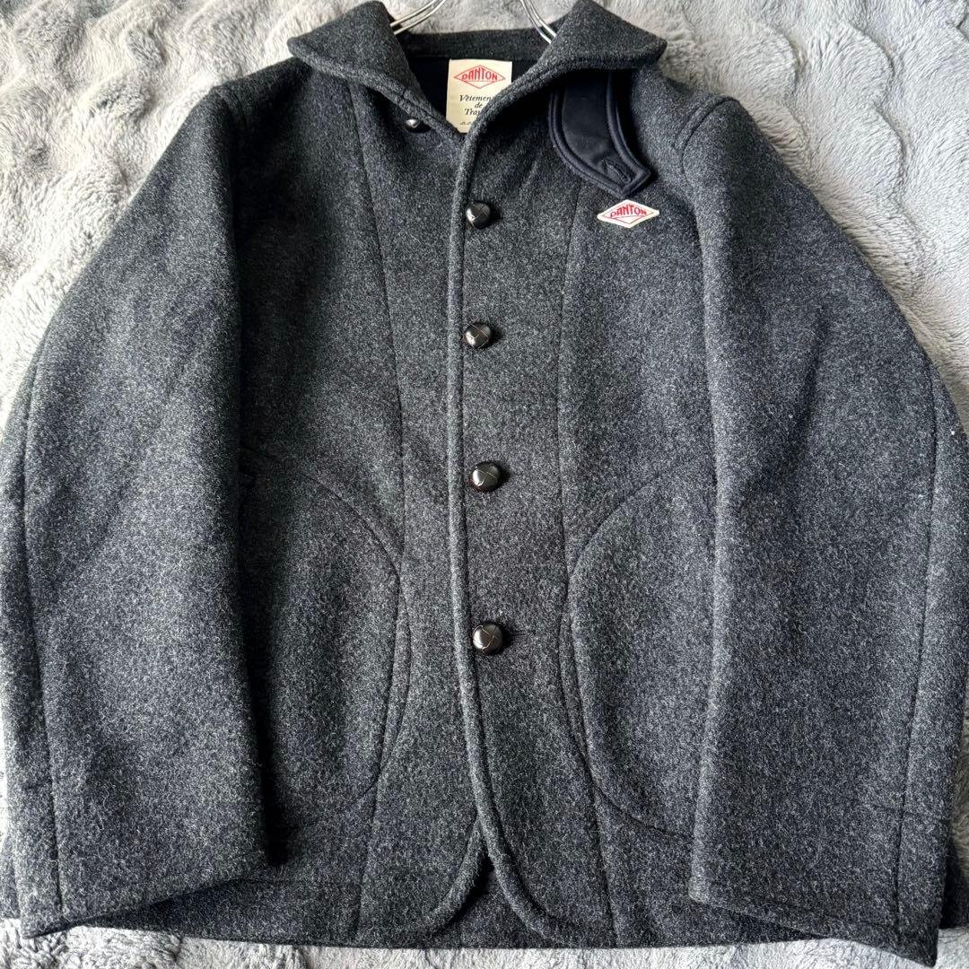 DANTON ウールモッサコート サイズ40 くるみボタン グレー ダントン